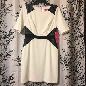 Betsey Johnson Faux Leather Ivory Dress